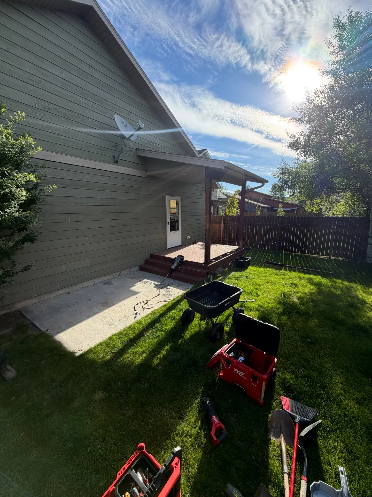 Covered deck demolition work in progress in Bozeman