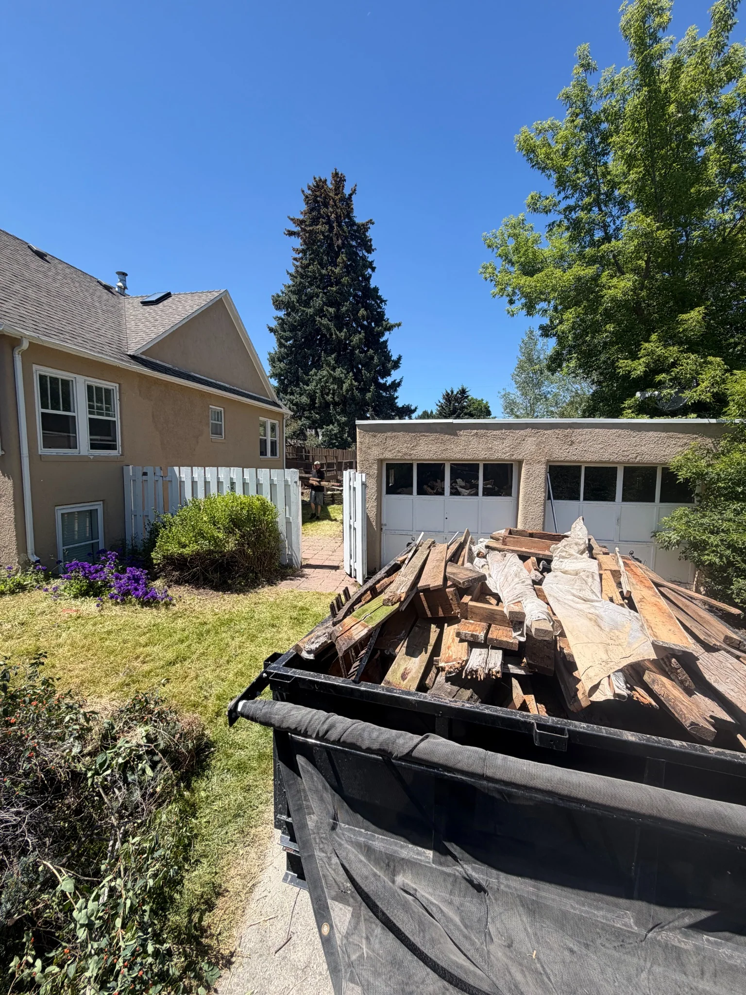 Dump trailer loaded with demolition debris in Bozeman, Montana