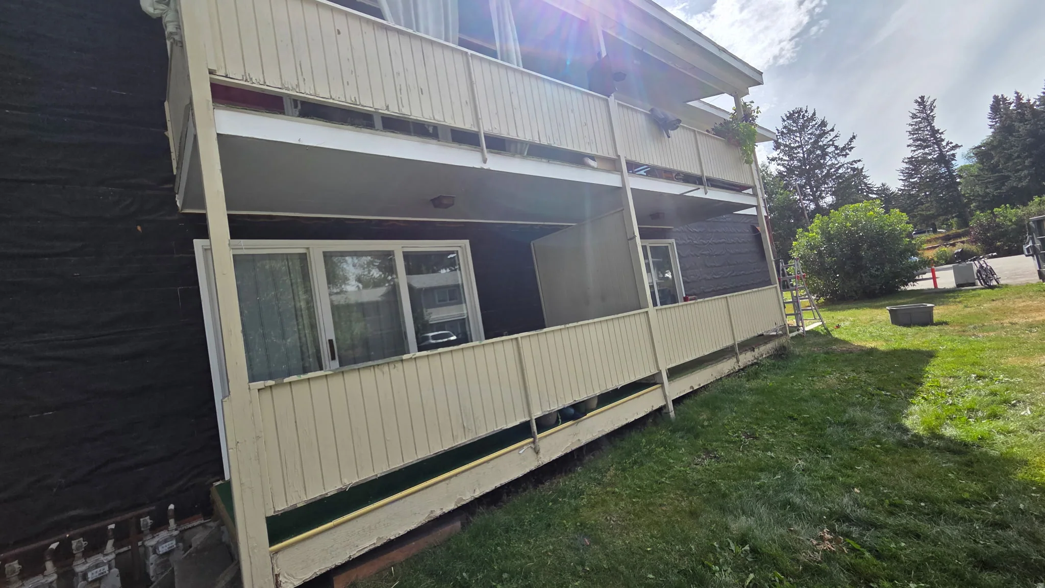 Exterior wall with siding removal complete
