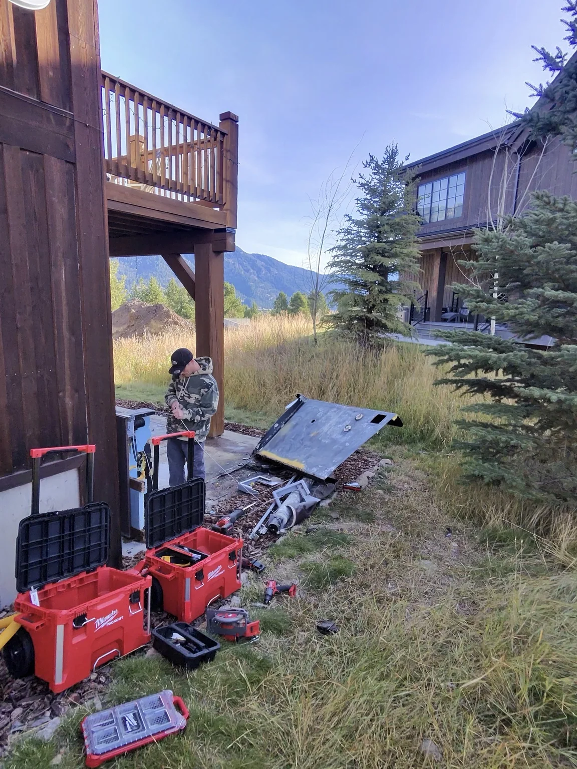 Equipment and components being removed from hot tub