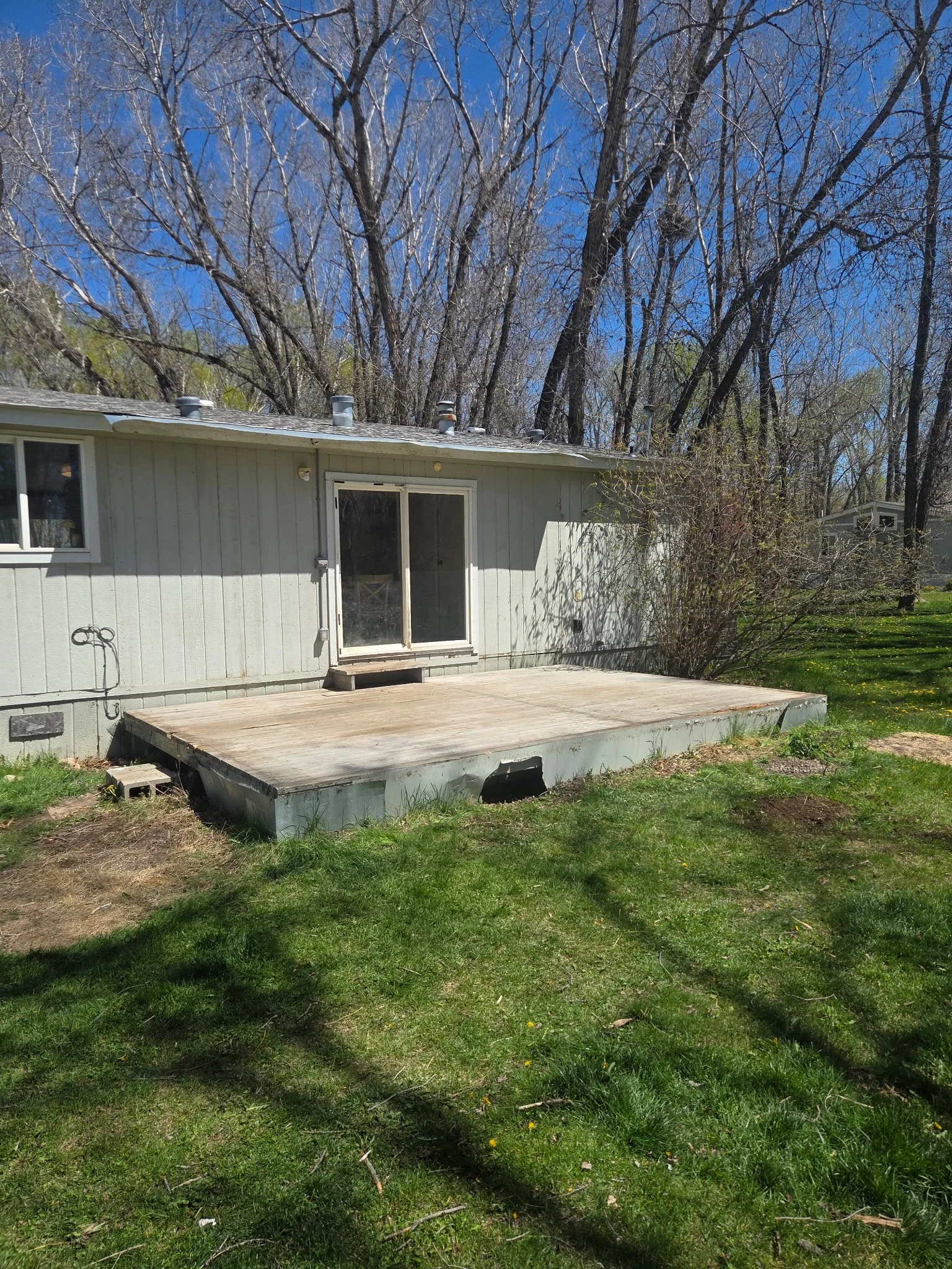 Deck demolition in progress near Bozeman, Montana