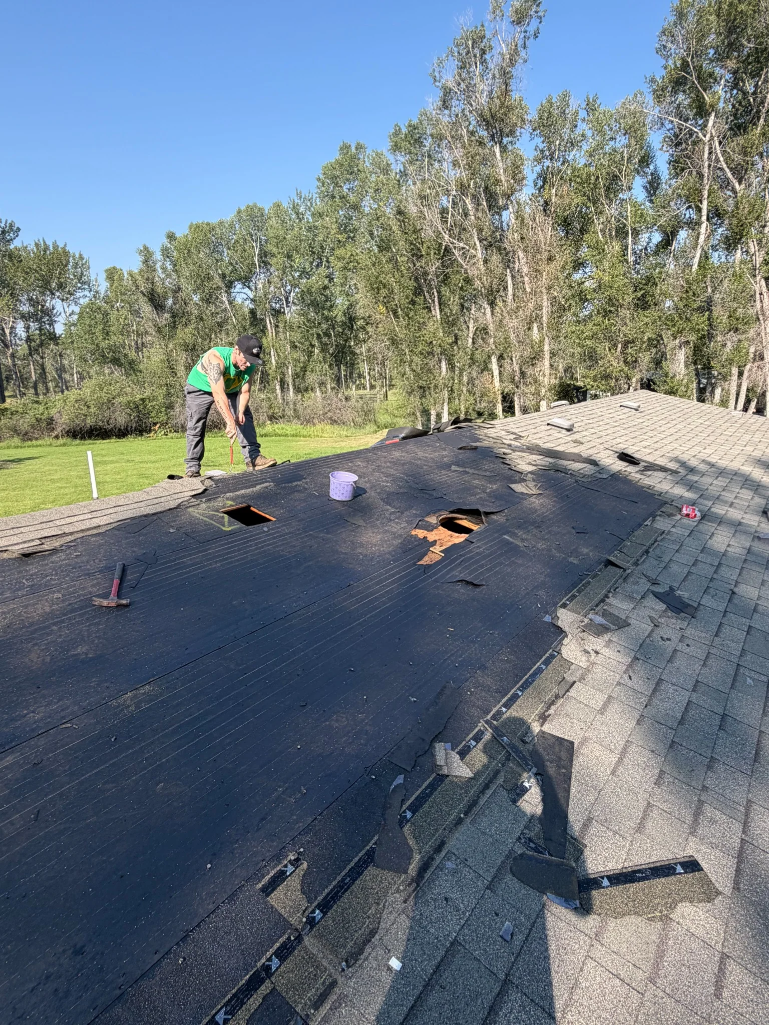 Mobile home demolition in progress